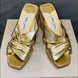 Sold-Jimmy Choo-Narisa Metallic Leather Wedges (NWT)!